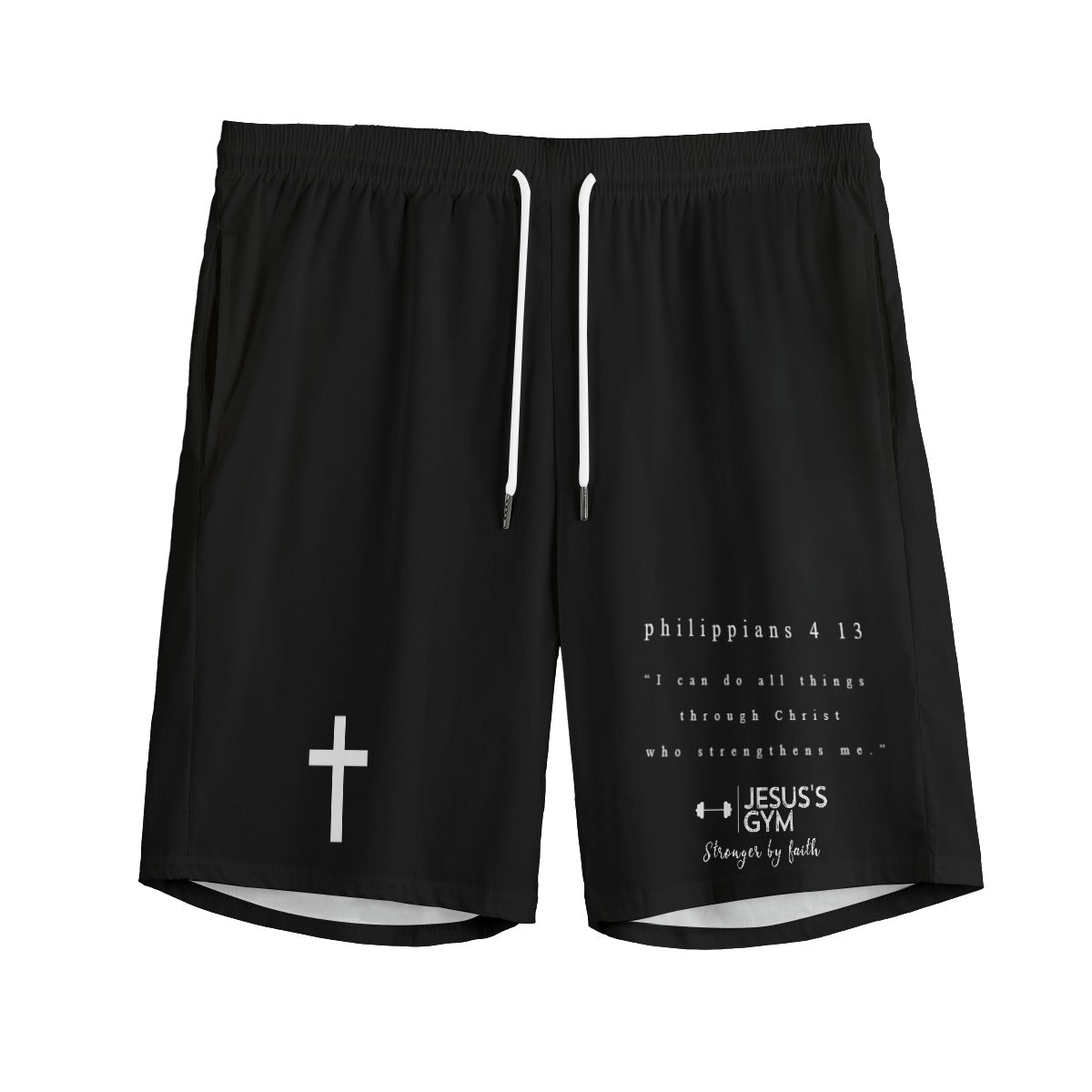 JESUS'S GYM philippians 4 13 shorts (Black)